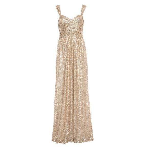 Amsale Dresses & Skirts - Amsale Loire Maxi Sequin Sweetheart Neck Rose Gold Dress Bridesmaid Wedding
